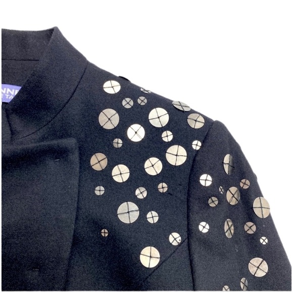 VIVIENNE Tam Sequin Wool Blend Quarter Sleeve Blazer Jacket in Black - Picture 6 of 9